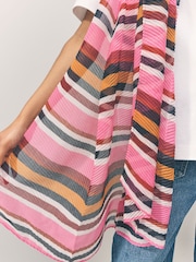 Pink Bright Plisse Stripe Lightweight Scarf - Image 5 of 8