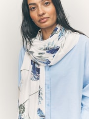 Blue Floral Print Kew Collection Lightweight Scarf - Image 2 of 7