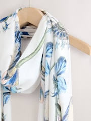 Blue Floral Print Kew Collection Lightweight Scarf - Image 6 of 7