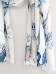 Blue Floral Print Kew Collection Lightweight Scarf - Image 7 of 7