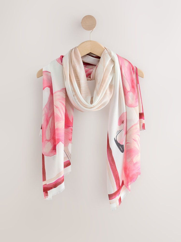 Pink Placement Flamingo Lightweight Scarf - Image 1 of 3