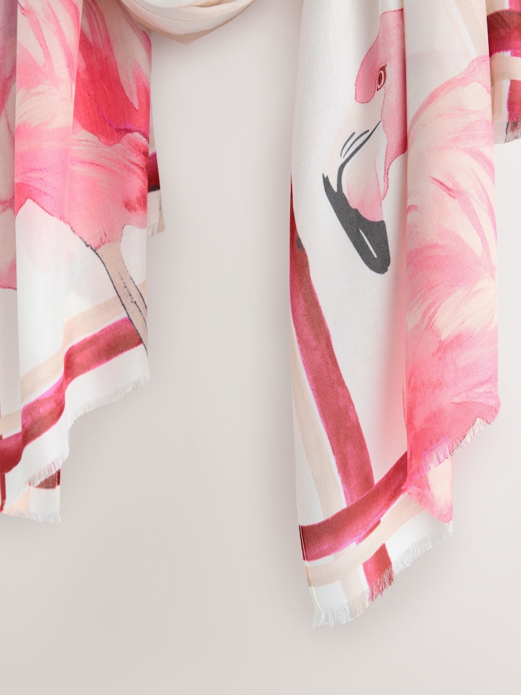 Pink Placement Flamingo Lightweight Scarf - Image 3 of 3