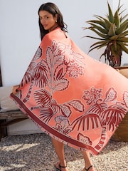 Paisley Orange Palm Lightweight Scarf - Image 4 of 8