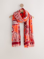Paisley Orange Palm Lightweight Scarf - Image 6 of 8