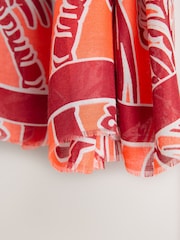 Paisley Orange Palm Lightweight Scarf - Image 8 of 8