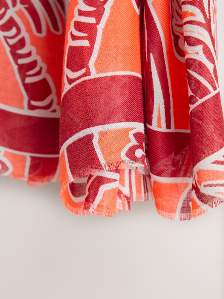 Paisley Orange Palm Lightweight Scarf - Image 8 of 8