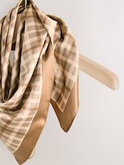Brown Check Satin Square Scarf - Image 2 of 3