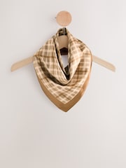 Brown Check Satin Square Scarf - Image 5 of 6