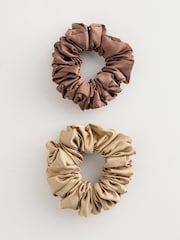 Brown/Olive Oversized Scrunchies 2 Pack - Image 1 of 3