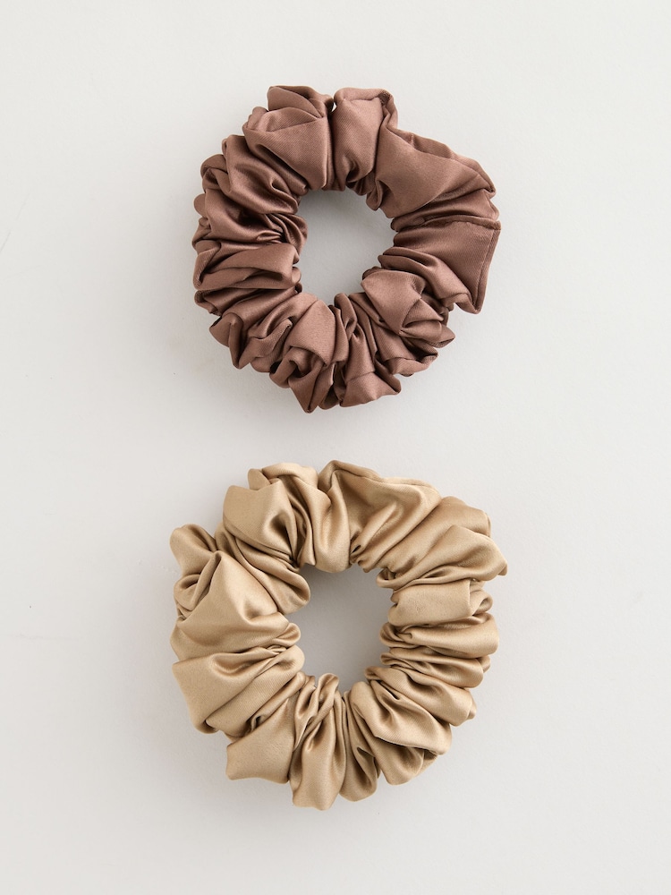 Brown/Olive Oversized Scrunchies 2 Pack - Image 1 of 3