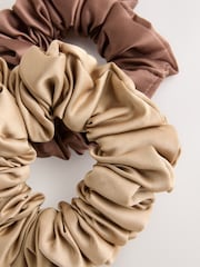 Brown/Olive Oversized Scrunchies 2 Pack - Image 2 of 3