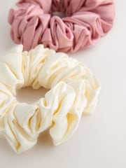 Pink/Ecru Oversized Scrunchies 2 Pack - Image 3 of 3