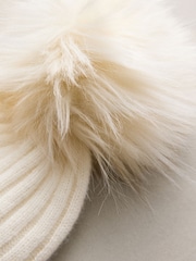 Cream 100% Cashmere Knitted Pom Hat - Image 2 of 3