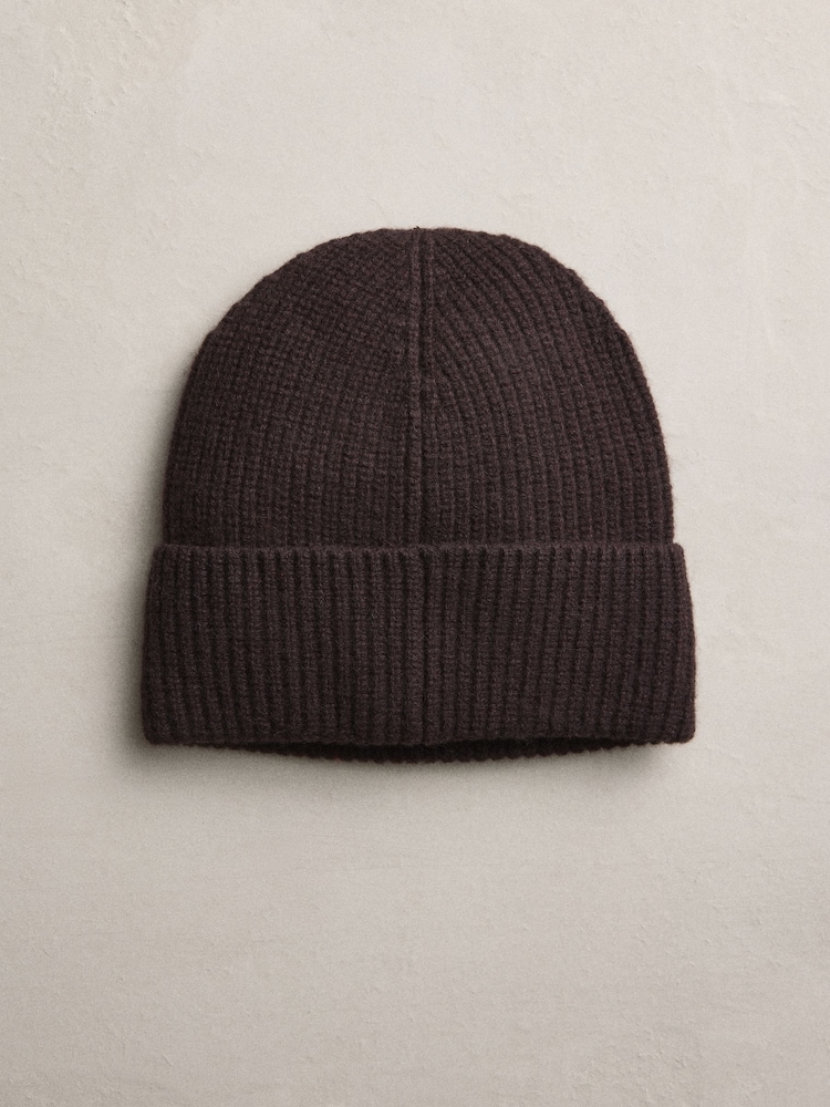 Chocolate Brown Wool Cashmere Beanie Hat - Image 1 of 3