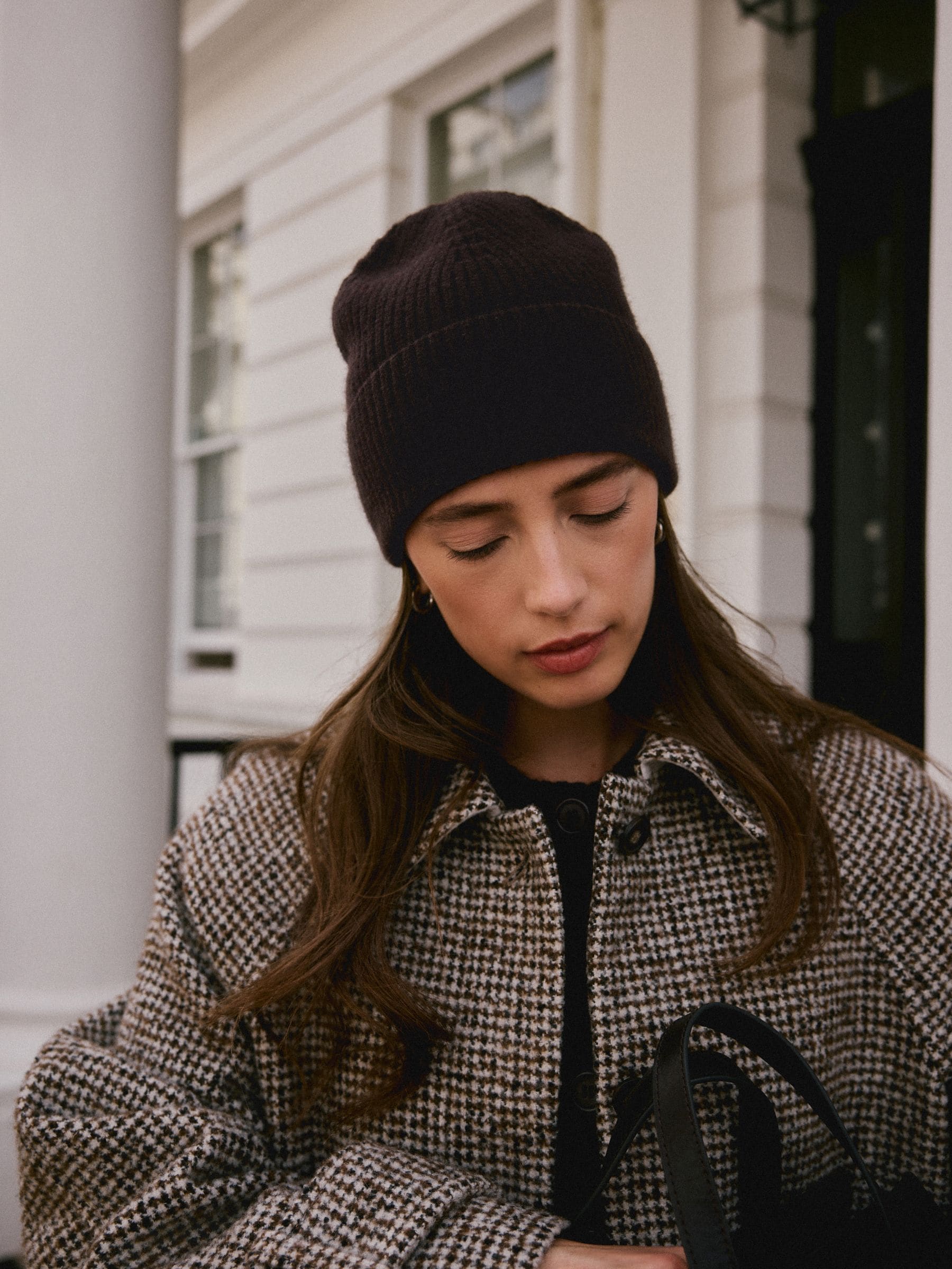 Buy Chocolate Brown N. Premium Wool Cashmere Beanie Hat from Next
