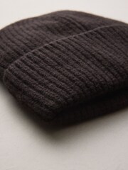 Chocolate Brown Wool Cashmere Beanie Hat - Image 2 of 3