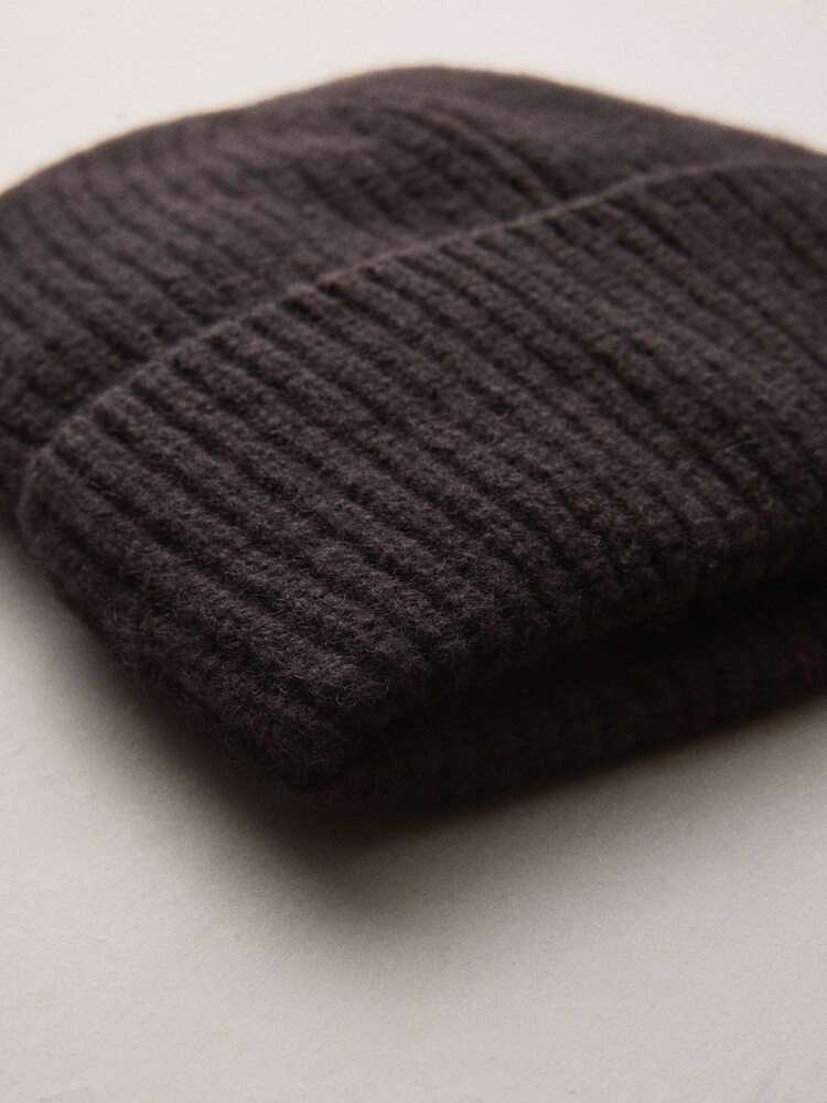 Chocolate Brown Wool Cashmere Beanie Hat - Image 2 of 3