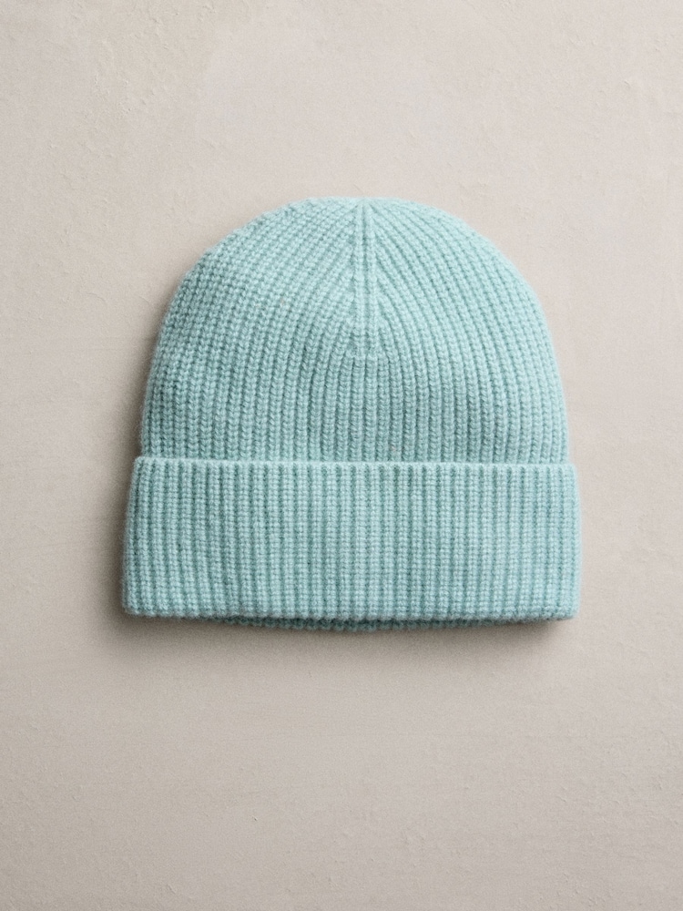 Duck Egg Blue Wool Cashmere Beanie Hat - Image 1 of 3