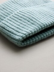 Duck Egg Blue Wool Cashmere Beanie Hat - Image 2 of 3
