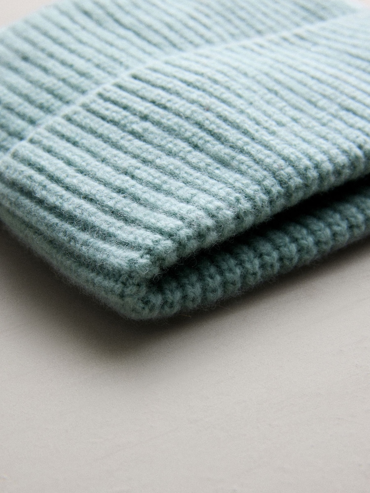 Duck Egg Blue Wool Cashmere Beanie Hat - Image 2 of 3
