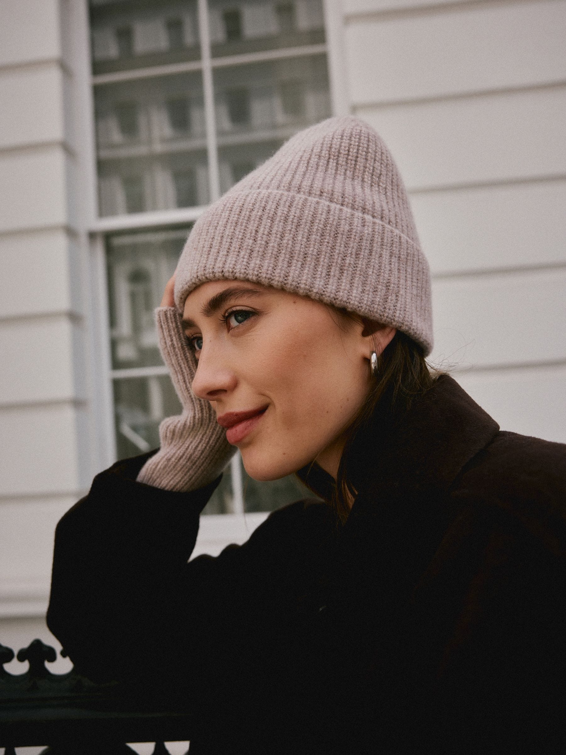 Buy Oatmeal N. Premium Wool Cashmere Beanie Hat from Next USA