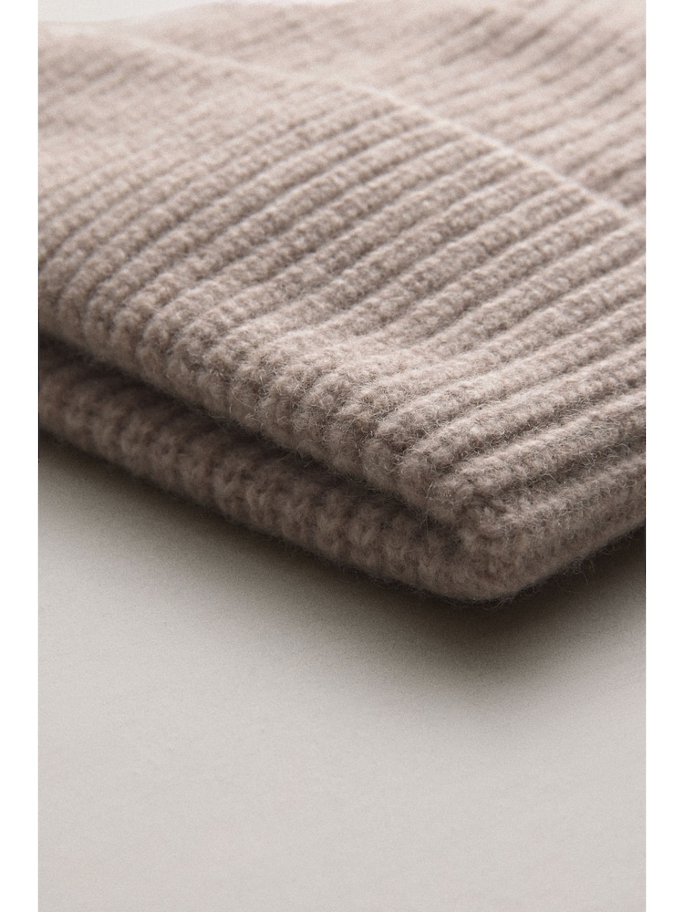 Oatmeal Wool Cashmere Beanie Hat - Image 1 of 6
