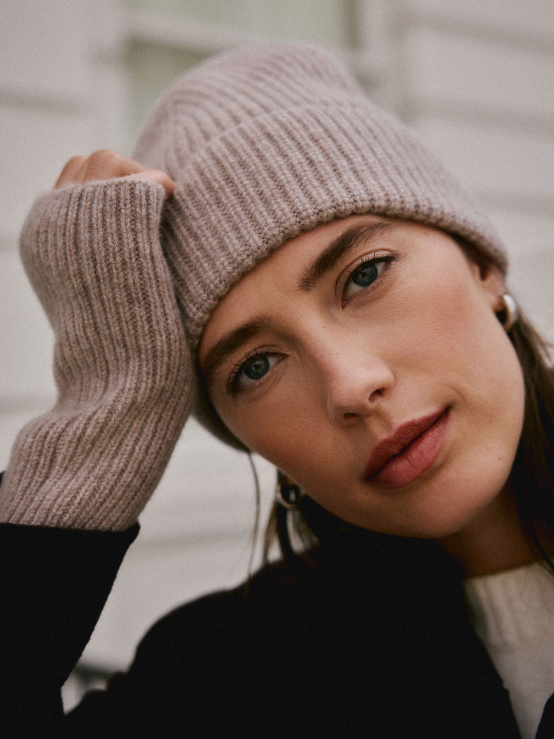 Buy Oatmeal N. Premium Wool Cashmere Beanie Hat from Next USA