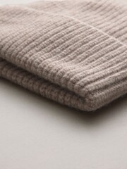 Oatmeal Wool Cashmere Beanie Hat - Image 4 of 6