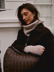 Oatmeal Ribbed Snood Containing Cashmere - Image 4 of 6