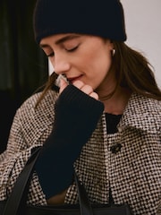 Chocolate Brown N. Premium Wool Cashmere Handwarmer Gloves - Image 4 of 8