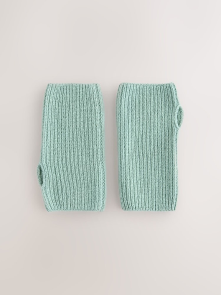 Duck Egg Blue Wool Cashmere Handwarmer Gloves - Image 1 of 3