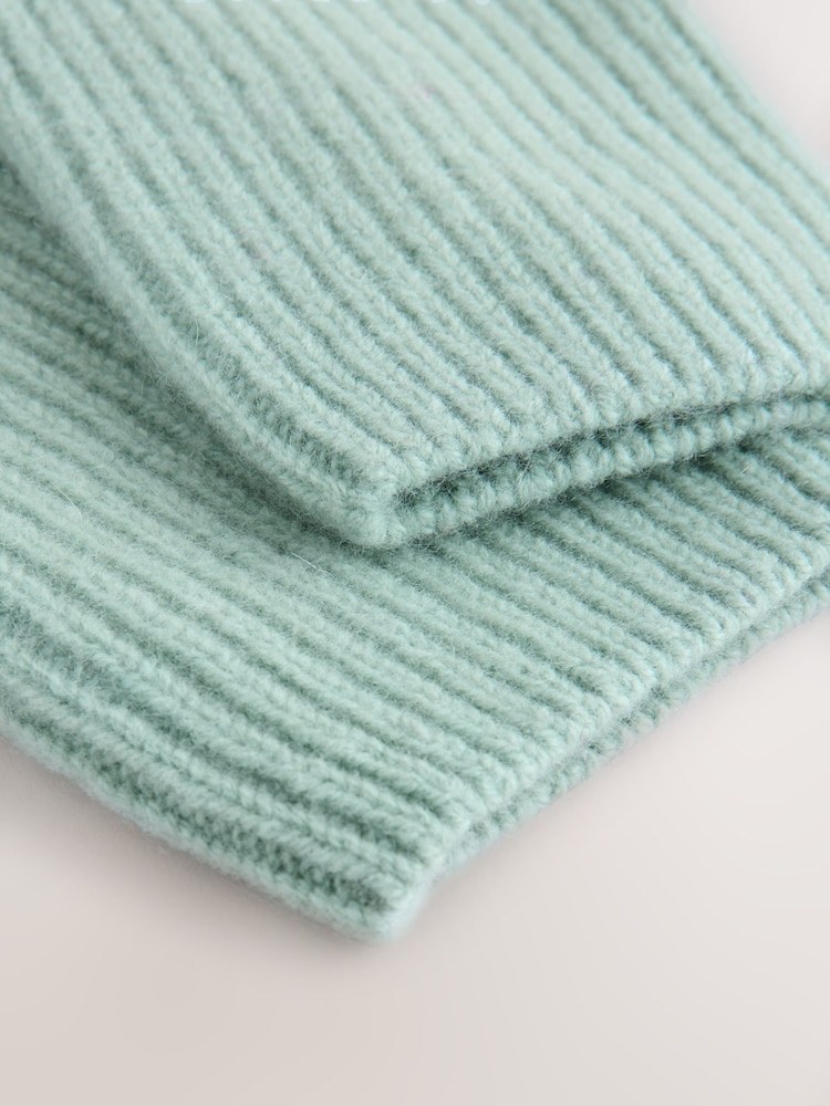 Duck Egg Blue Wool Cashmere Handwarmer Gloves - Image 2 of 3