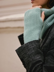 Duck Egg Blue N. Premium Wool Cashmere Handwarmer Gloves - Image 4 of 9