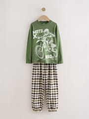 Blue/Green Vehicle Long Sleeve Woven Check Pyjamas 2 Pack (3-16yrs) - Image 6 of 11