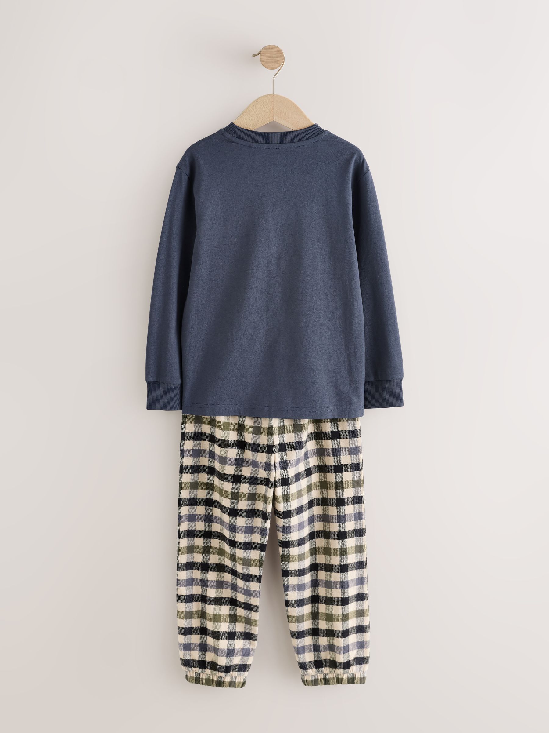 Pyjama Enfant Garçon à Carreaux Bleu-vert - Manches Courtes Et Pantalon Long, Coton Doux, Taille élastique - 7