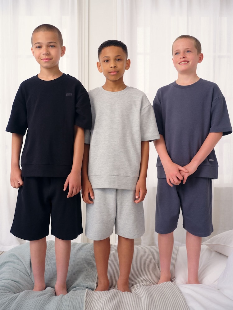 Black/Grey Short Pyjamas 3 Pack (3-16yrs) - Image 1 of 11