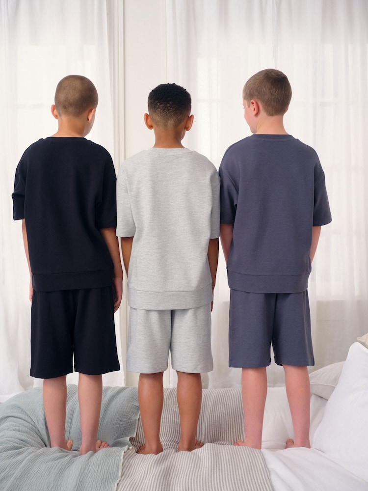Black/Grey Short Pyjamas 3 Pack (3-16yrs) - Image 2 of 11