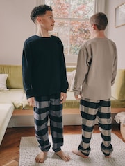 Black/Grey Long Sleeve Woven Check Pyjamas 2 Pack (3-16yrs) - Image 3 of 10