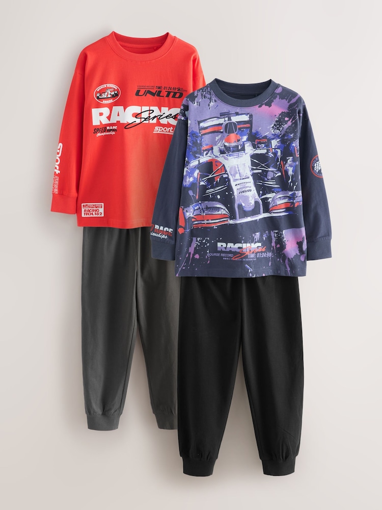 Red/Black Long Sleeve Pyjamas 2 Pack (3-16yrs) - Image 1 of 6