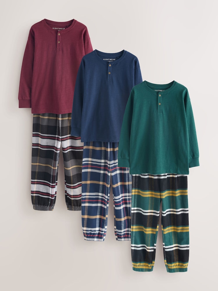 Multi Woven Check Pyjamas 3 Pack (3-16yrs) - Image 1 of 7