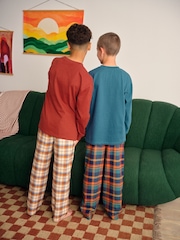 Orange Long Sleeve Woven Check Pyjamas 2 Pack (3-16yrs) - Image 2 of 8