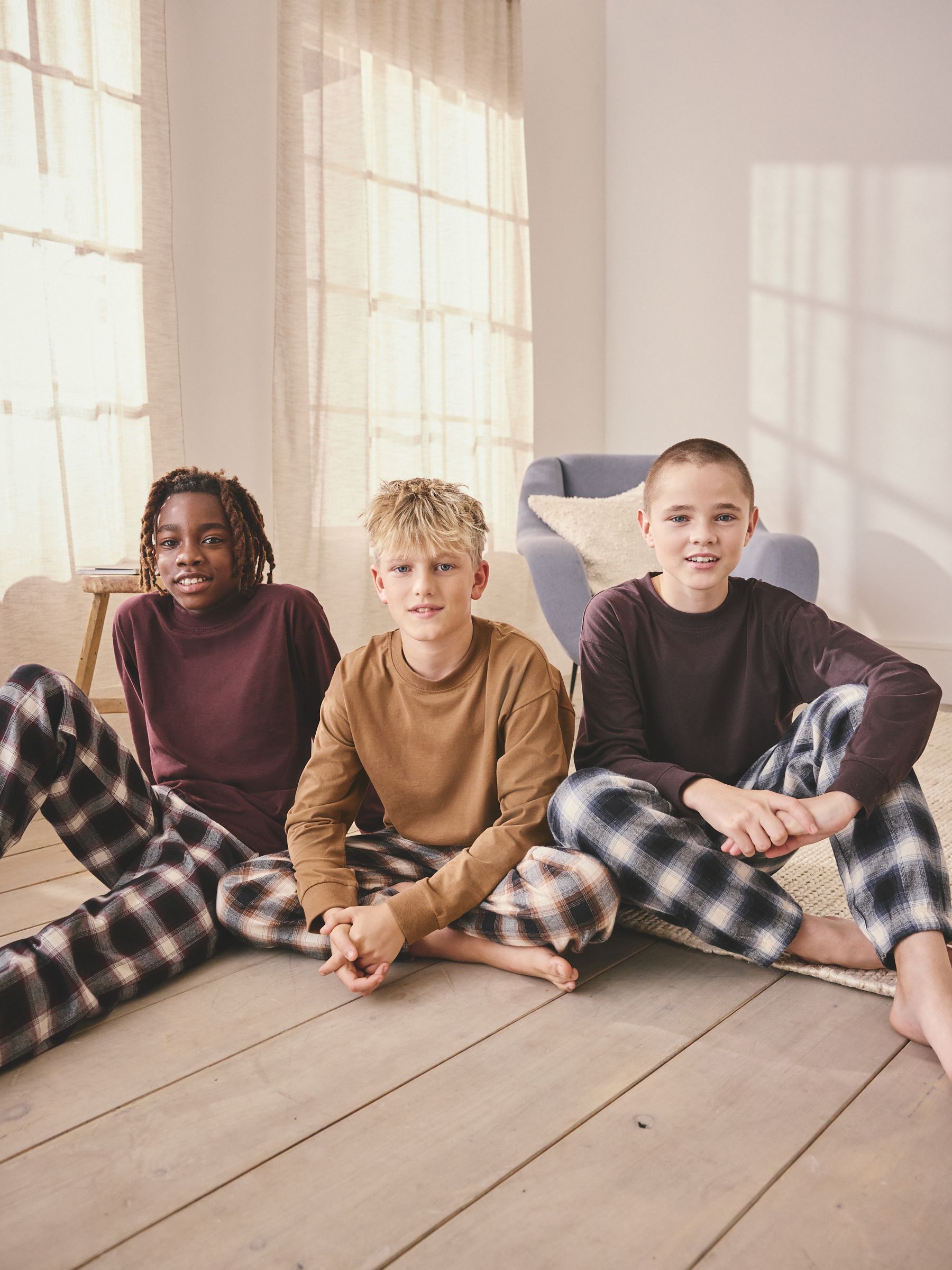 Buy Burgundy Red/Brown Woven Check Pyjamas 3 Pack (3-16yrs) from Next ...