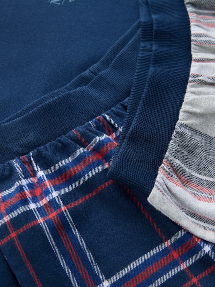 Grey/Blue Long Sleeve Woven Check Pyjamas 2 Pack (3-16yrs) - Image 10 of 10 Grey/Blue Long Sleeve Woven Check Pyjamas 2 Pack (3-16yrs) - Image 10 of 10