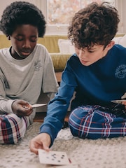 Grey/Blue Long Sleeve Woven Check Pyjamas 2 Pack (3-16yrs) - Image 2 of 10