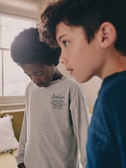 Grey/Blue Long Sleeve Woven Check Pyjamas 2 Pack (3-16yrs) - Image 5 of 10
