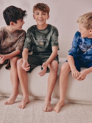 Blue/Green Camo Short Pyjamas 3 Pack (3-16yrs) - Image 7 of 13