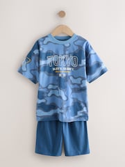 Blue/Green Camo Short Pyjamas 3 Pack (3-16yrs) - Image 9 of 13
