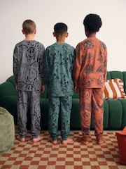 Green/Orange Graffiti Skull Long Sleeve Pyjamas 3 Pack (3-16yrs) - Image 2 of 10