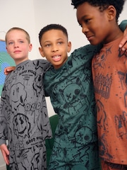 Green/Orange Graffiti Skull Long Sleeve Pyjamas 3 Pack (3-16yrs) - Image 3 of 10