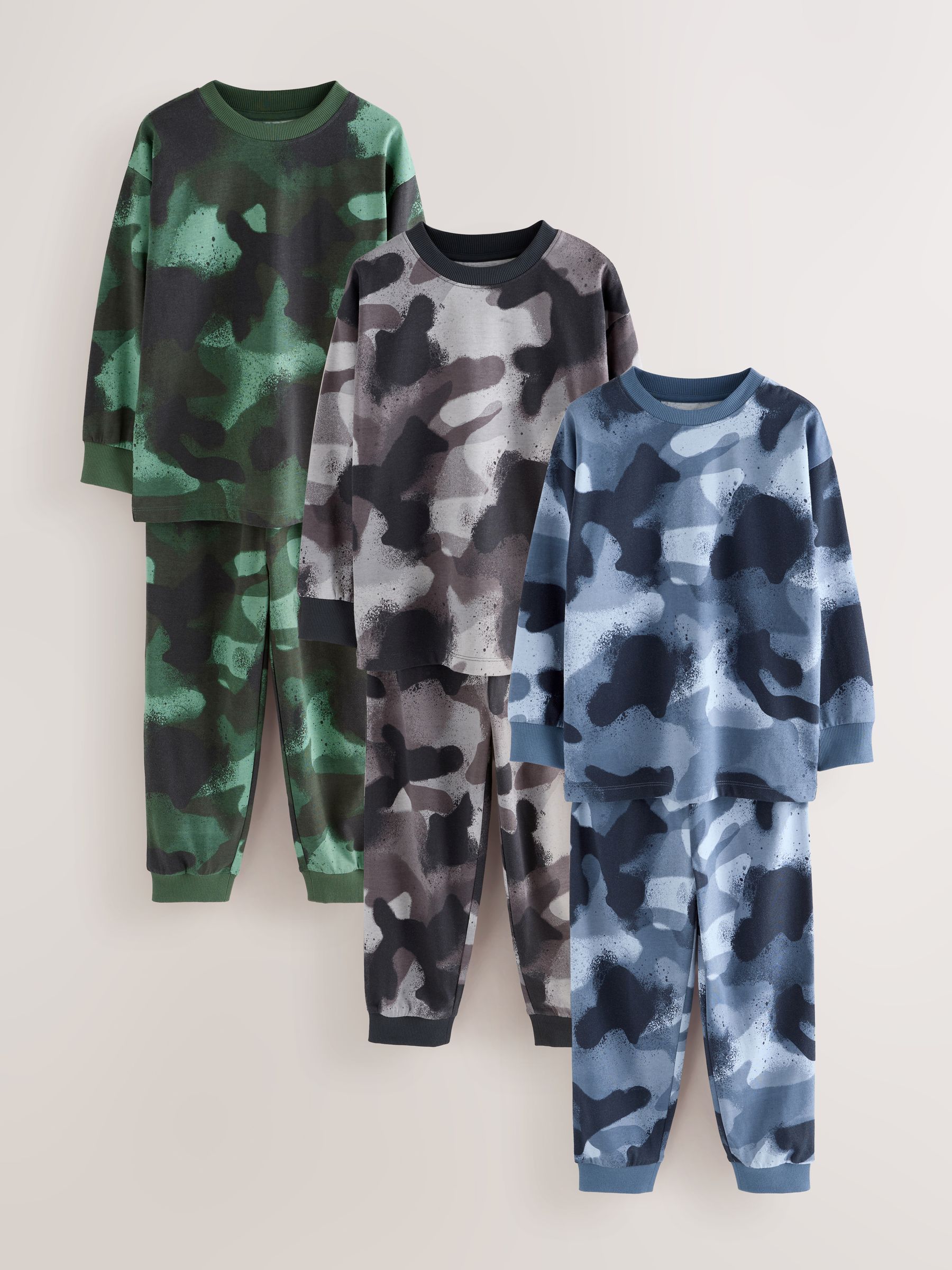 Buy Multi Camo Long Sleeve Pyjamas 3 Pack (3-16yrs) from the Next UK ...